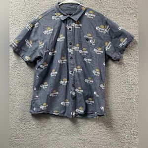 Corona Extra Shirt Mens XL Blue Short Sleeve Button Up Cotton Logo